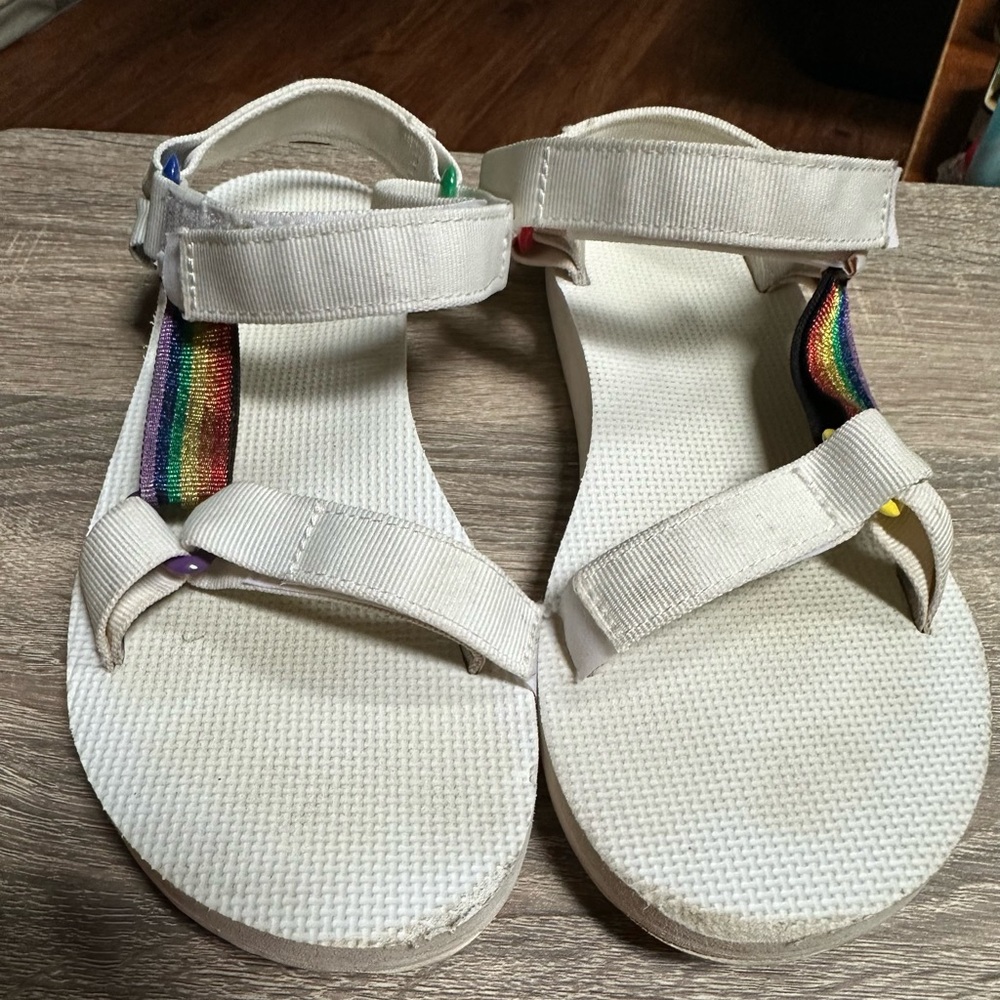 Teva‎ Womens Original Universal Pride White Flatform Sandals Size 10 1125890 - Picture 2 of 6
